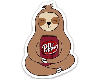 Dr. Pepper Sloth - Cute Vinyl Sticker or Magnet