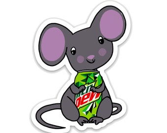 Mountain Dew Mouse - Cute Vinyl Sticker