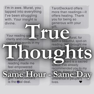 Misma Hora Pensamientos Verdaderos / Lectura Psíquica / Lectura de Tarot Misma Hora / Lectura Futura Misma Día Amor I Sentimientos I Pensamientos I Emociones I