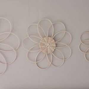 Wall decoration set flower made of woven rattan Boho wall decoration wall flowers children's room baby room wall design round flowers minimalist