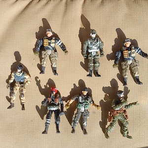 7 Chap Mei Action Figures Lot Of 7 Figures 4&quot; Soldier Excite Force Military Adventure A-6 JET PILOT Vintage from the 1990s You Get this Lot