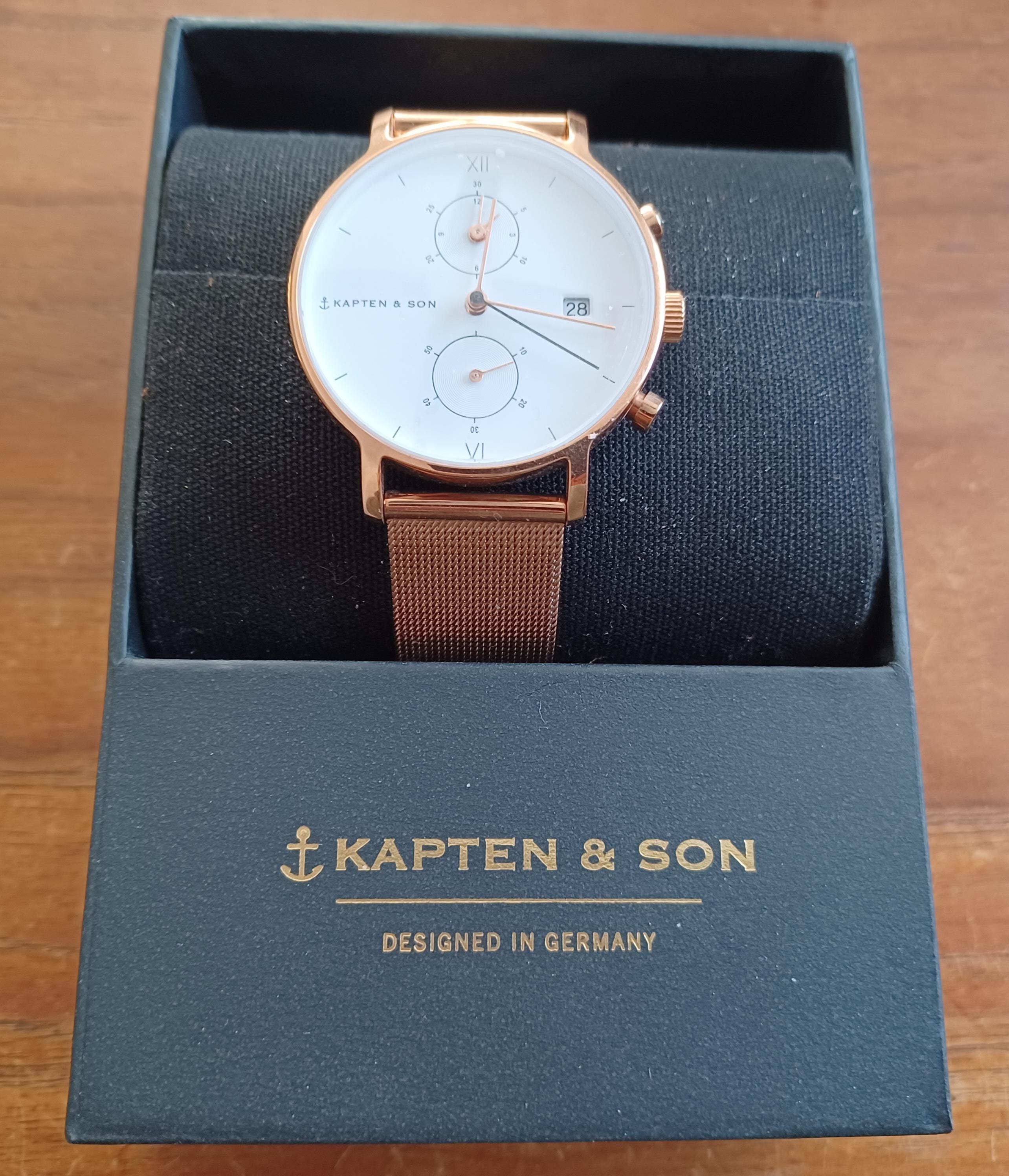 Brand new, never worn Kapten & Son Rose Gold Mesh Watch with White Dial Heritage  main image 4