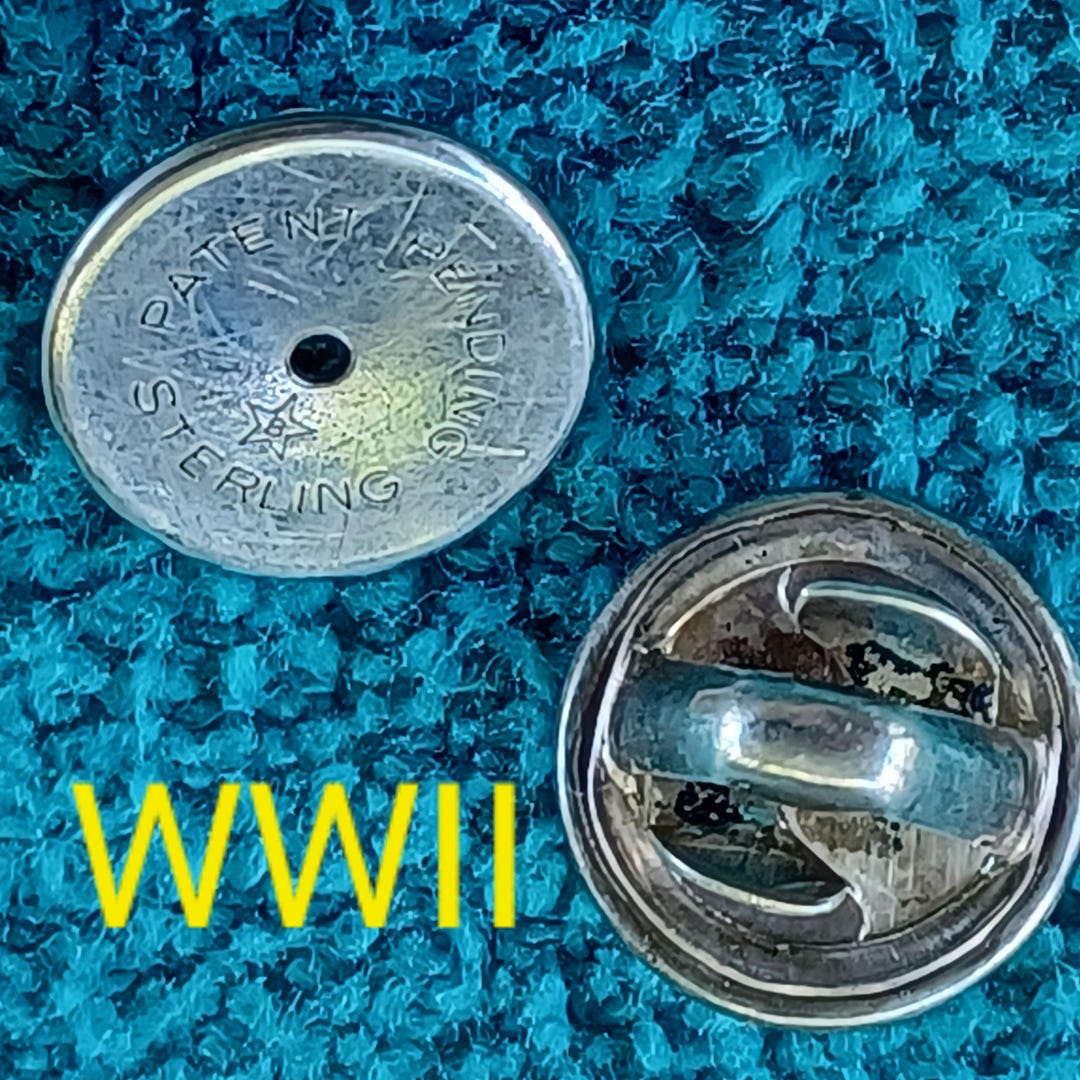 2 WWII Sterling .925 Medal Silver Ballou Clutches WW2 Clutch Pin Back ...