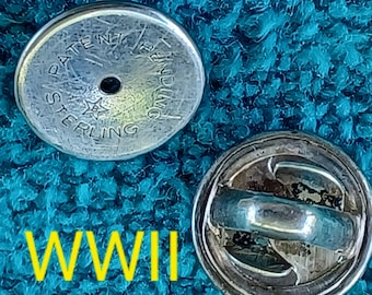 2 Embragues Ballou de plata esterlina .925 de la Segunda Guerra Mundial Embrague de la Segunda Guerra Mundial Pin posterior Hecho en 1942 43 Solo muy raro Ballou Co Prov RI Insignia Insignia Cinta