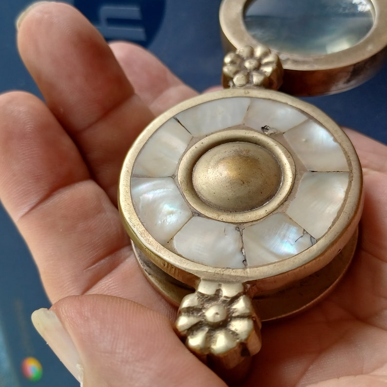 Magnifying Glass Paperweight With Mother of Pearl Handle Desk Etsy