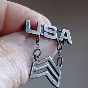 WWII 925 Sweetheart Pin USA Sterling Silver WW2 Army Home Front Chevron ...