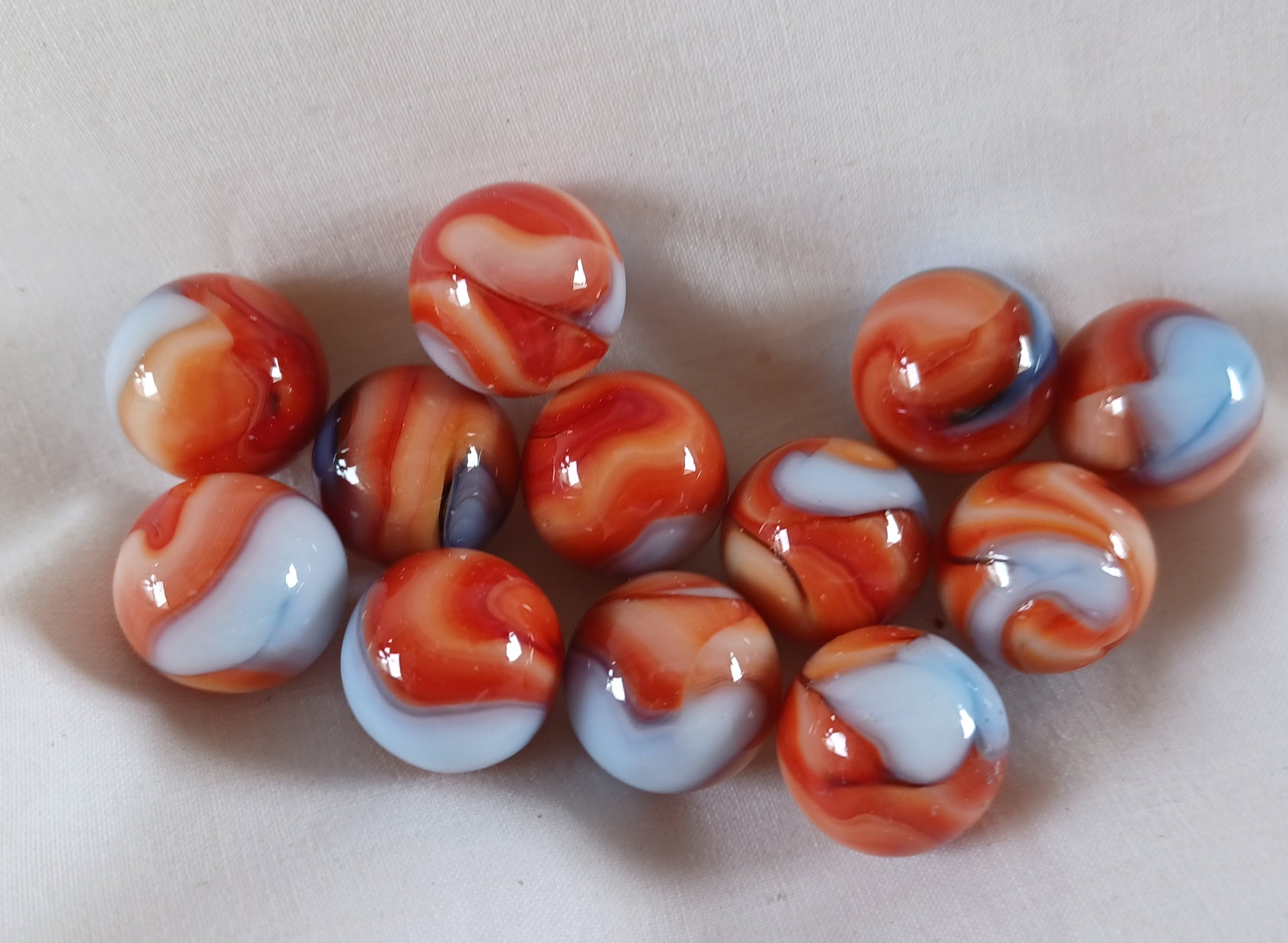 【WEBSTER】 【純銀 / ガラス】ティーセンター 1 / コースター4 12 Jabo Classic Marbles (orangish) Red/orange White Blue