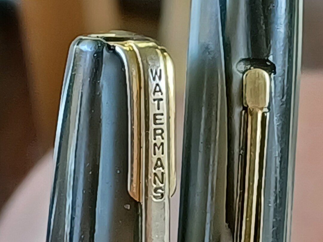 Waterman Fountain Pen Gold Filled Trim 75 Nib 14K Gold Silver Etsy