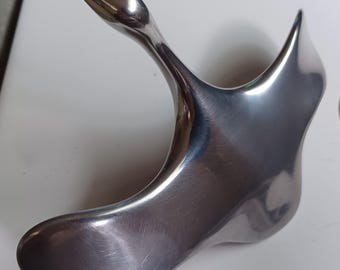 S176 ホセルトン カナダ アルミニウム彫刻 フラインググース スワン Hoselton Canada Signed Aluminum Sculpture Flying Goose - Etsy