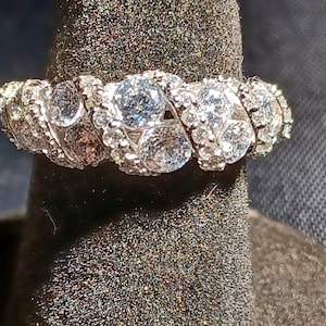 Sterling .925 Silver 70 CZ set simulated diamonds &quot;SEVENTY&quot; Bling-Bling Ring Brilliant Zubic Zirconia
