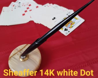 14K Sheaffer Triumph Snorkel Fountain Pen first-year Touchdown 1952 White Dot Fine (F5) Gold Nib Desk Set Pen two-tone Triumph 73 Years Old