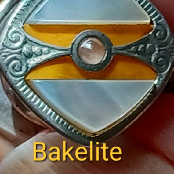 SNAP Cufflinks MOP Bakelite 20th century Buttersc… - image 6