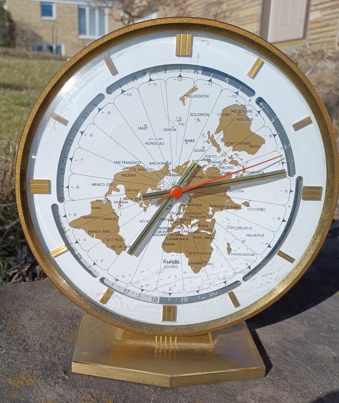 1960 Kundo World Time Desk Clock West Germany Working 1960 Etsy