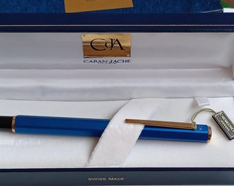 Caran D'Ache Fountain Pen Ecridor Blue NEW in Box Extra Fine Rhodium Nib EF luxury Pen Hexagonal Design Swiss Lifetime guarantee 0958.129