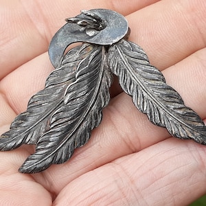 Antique 1910 A-F 925 French Dress Clip Fur Patent - Paris 1910-30 Sterling Silver (tested) Feather 3 Art Deco Art Nouveau luxury fashion