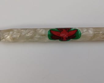 1930's GIRL SCOUTS GS Pearl Celluloid Mechanical Pencil Souvenir Cracked Ice Plastic American Eagle Girl Scout Emblem  Collectible Patch