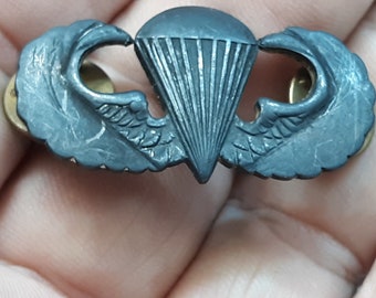 WWII .925 ERROR Badge Pin As Made Army Infantry Paratrooper Wings pin Mistake Air Force Sterling Silver Not cleaned Military D-Day 1.5&quot; 11g