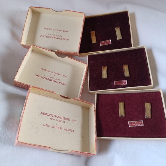 Military Badges 3 Sets lieutenant bars From uniform Camp Lejeune Marine Corps Hilborn Hamburger Used PROMOTION REPLACEMENTS Very Old