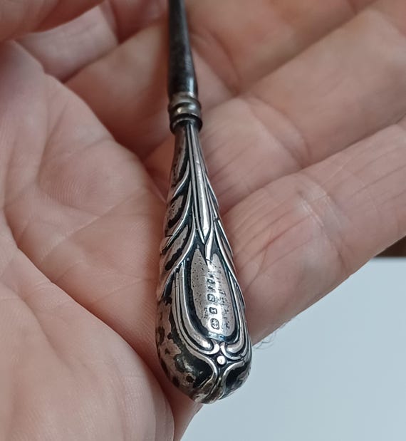 1897 Sterling Button Hook Hallmarked Birmingham E… - image 10