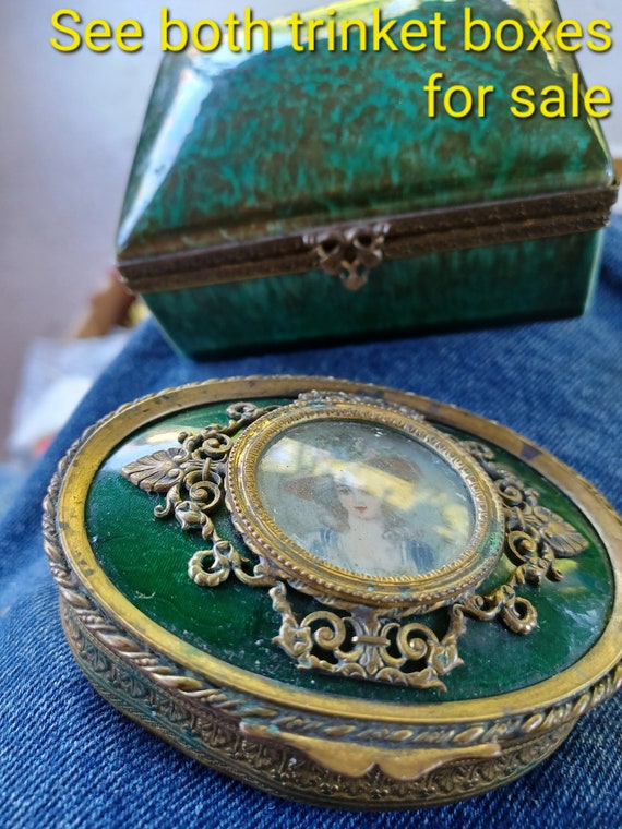 Victorian French Trinket Box Antique Painted and … - image 10
