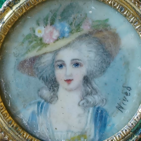 Victorian French Trinket Box Antique Painted and … - image 1
