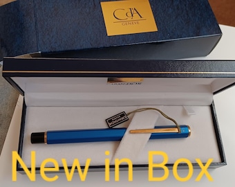 Caran D'Ache Fountain Pen Ecridor Blue NEW in Box Medium Rhodium Nib M luxury Pen Hexagonal Design Swiss Lifetime guarantee Ink 0958.149