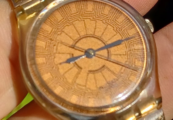 1990 Swatch copper Dusk GK127 Wrist Watch Large Band for Big Man