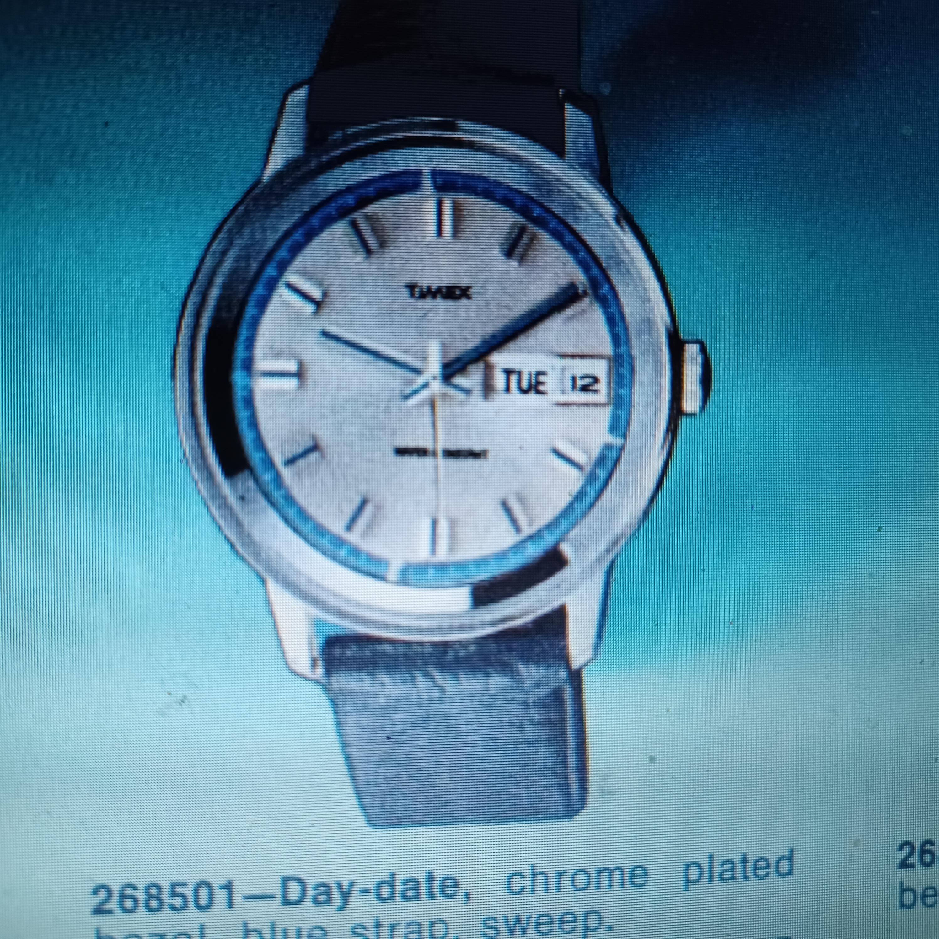 1972 TIMEX MARLIN Day Date 26850 2772 Silver Dial With Blue
