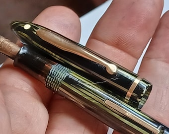 Sheaffer Balance Lifetime White Dot Leverfiller ca 1935 Green Striated Nib J52159 See Thru Ink Leaver 90 Years Old Celluloid Statesman