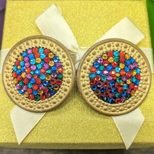 Vintage Richard Kerr Multi-Colored Clip-On Earrings - Add Glamour to Your Style with These Sparkling Accessories