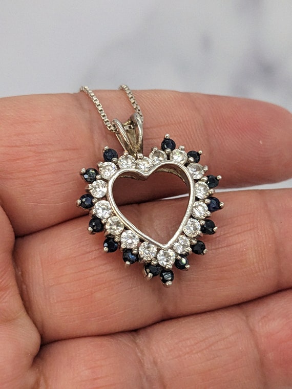 Vintage Sterling Silver Heart Pendant Necklace - image 2