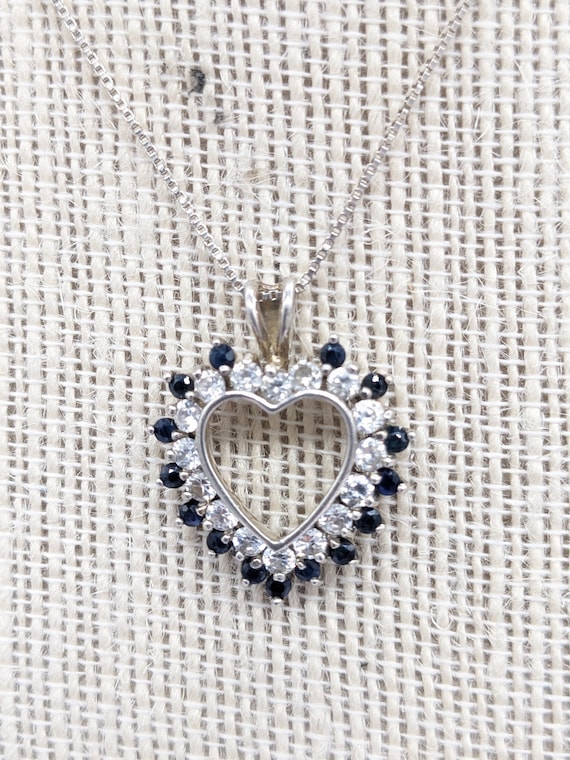 Vintage Sterling Silver Heart Pendant Necklace - image 1