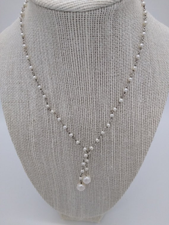 Sterling Silver Pearl Station Choker