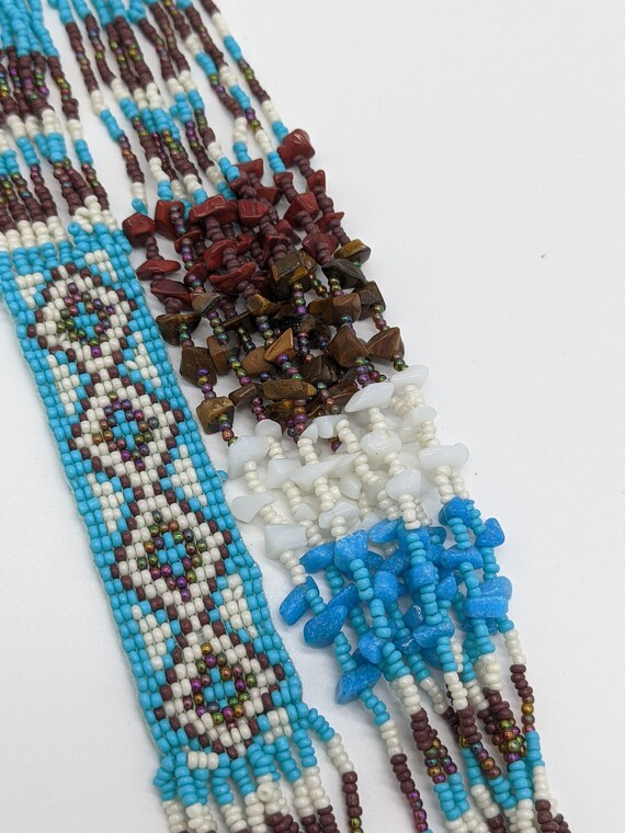 Vintage Native American Ten Strand Beaded Necklac… - image 2