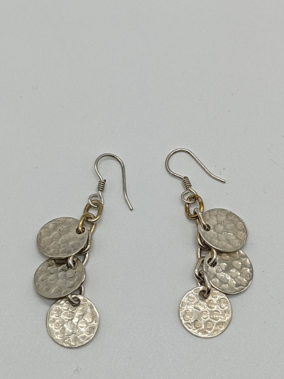 Vintage Sterling Silver Hammered Round Earrings.