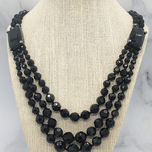 Vintage Ralph Lauren Black Glass Beads Necklace.