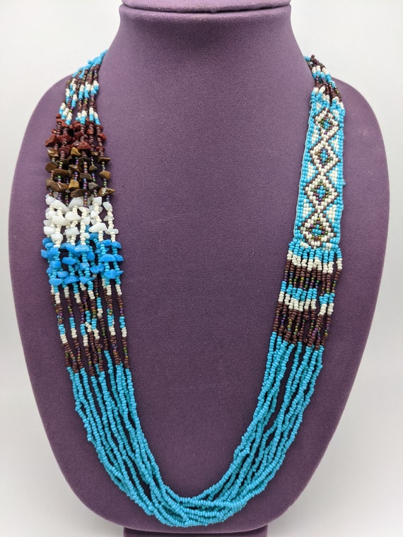 Vintage Native American Ten Strand Beaded Necklace