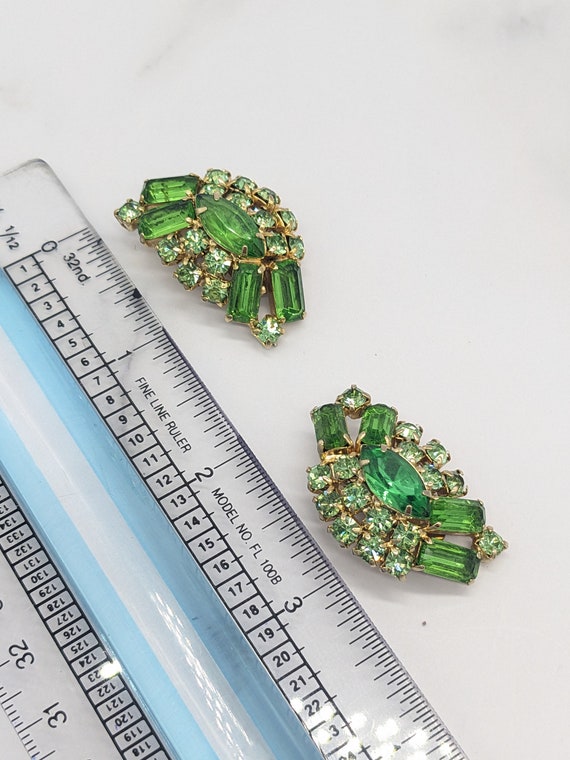 Vintage Green Rhinestones Choker Bracelet and Cli… - image 5