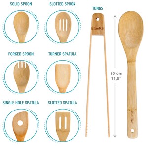 Wooden Spoons For Cooking 7-Pack Bamboo Kitchen Utensils Set for Nonstick Cookware Wooden Cooking Utensils Set Bamboo Kitchen Tools image 2