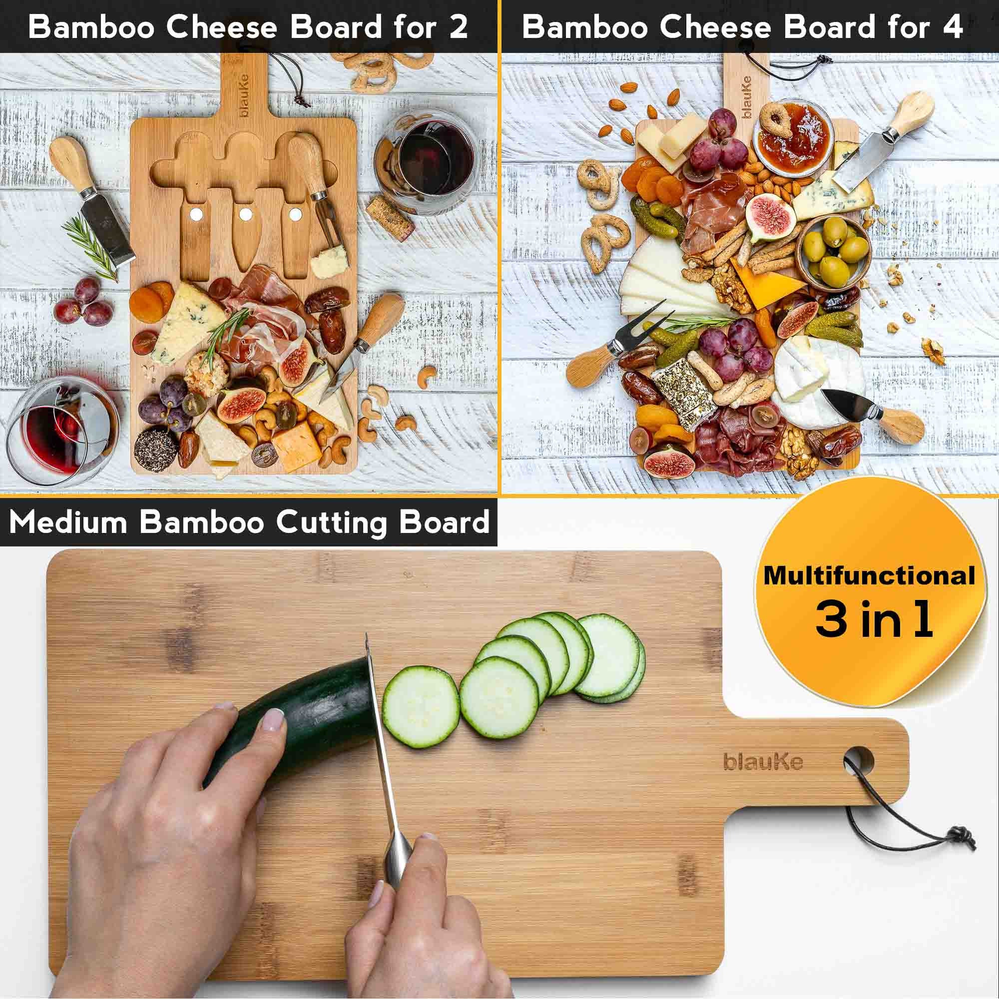 Tagliere Formaggi In Bambù Con 4 Coltelli - Set Aperitivo Personalizzabile, Regalo Per Casa, Matrimoni, Compleanni