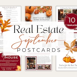 Cartoline autunnali immobiliari di settembre/ Marketing autunnale immobiliare/ Download istantaneo/ Modelli immobiliari/ Modelli Canva/ A tema autunnale