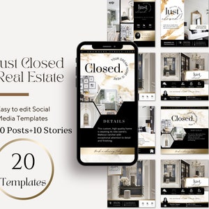 Just Closed Real Estate Marketing Templates| Real Estate Social Media Posts and Stories| Realtor Canva Templates| Instagram & Facebook Posts