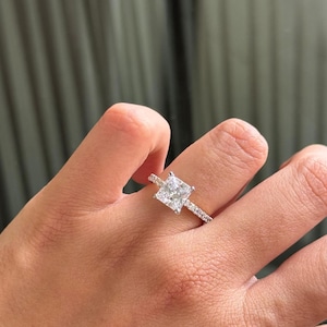 1 Carat Princess Cut Lab Grown Diamond Engagement Ring| Princess Cut Ring| Solid Gold Ring| Gifts For her| Minimalist Diamond Ring| IGI