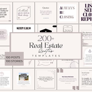200+ Real Estate Quote Templates| Aesthetic Real Estate Quote posts| Realtor Quotes| Blush Pink Social Media Posts &Stories| Canva Marketing
