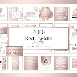 Oltre 200 citazioni immobiliari in oro bianco e rosa/pacchetto citazioni per agenti immobiliari/modelli per citazioni Canva/post e storie sui social media per agenti immobiliari/agente immobiliare di lusso