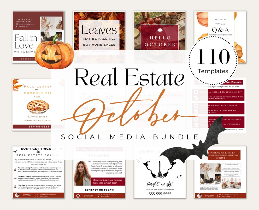 110 October Real Estate Templates| October Real Estate Social Media ...