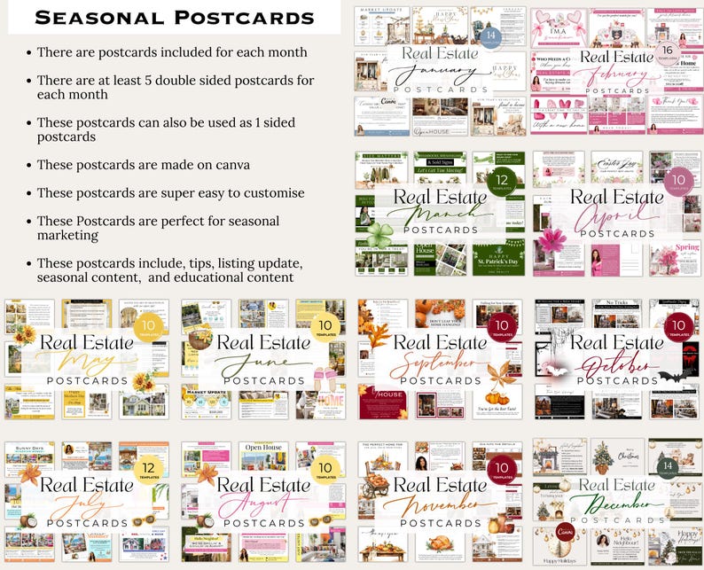 1574 Full Year Real Estate Template Bundle Real Estate Marketing