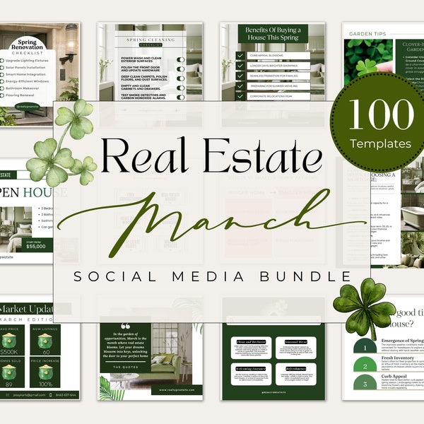 March Real Estate Marketing Templates| St Patricks Day Real Estate Marketing| March Realtor Posts| Spring Real Estate Social Media Posts