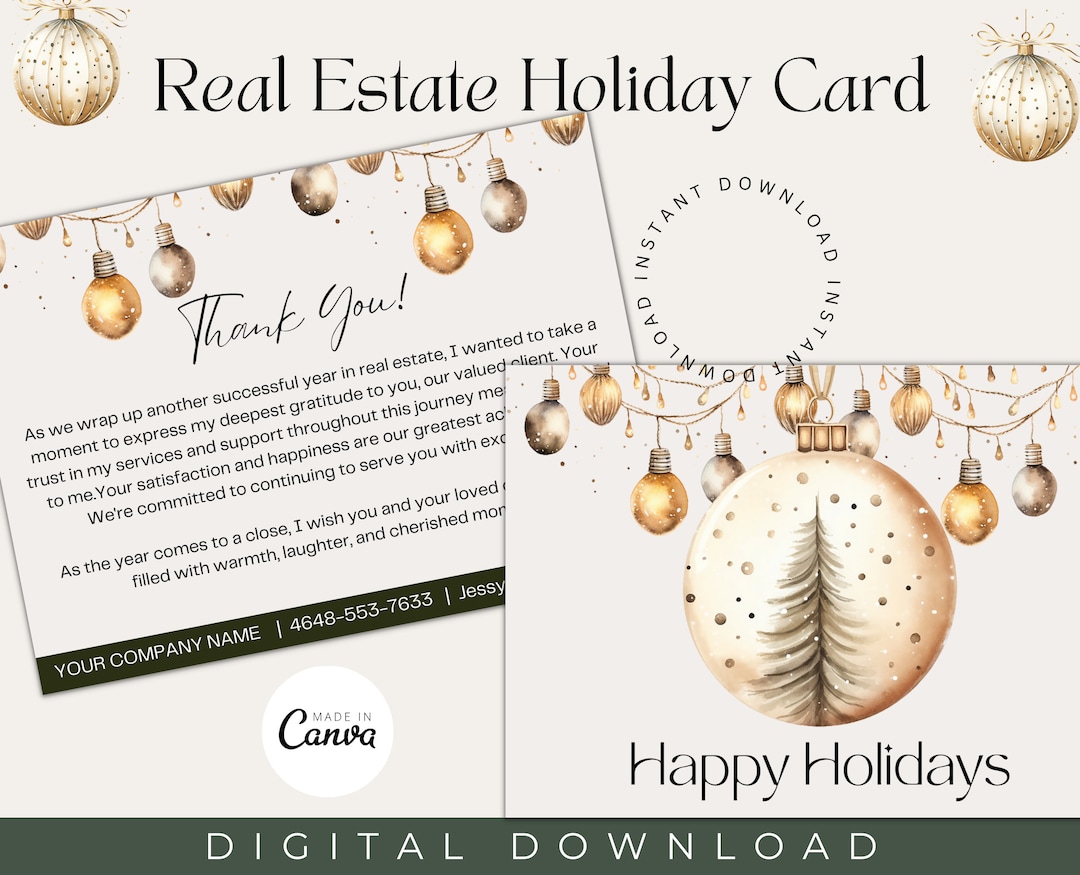 Real Estate Holiday Postcard Client Appreciation Postcar real Estate