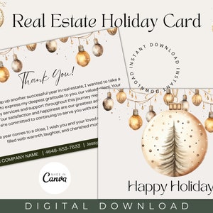 Postal navideña inmobiliaria / Postal de agradecimiento al cliente / Postal de felicitación navideña inmobiliaria / Postal de marketing de agentes inmobiliarios / Felices fiestas